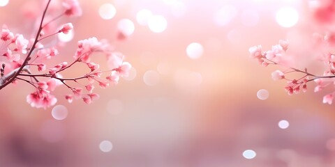 Pink and sweet bokeh out of focus background from nature forest : Generative AI