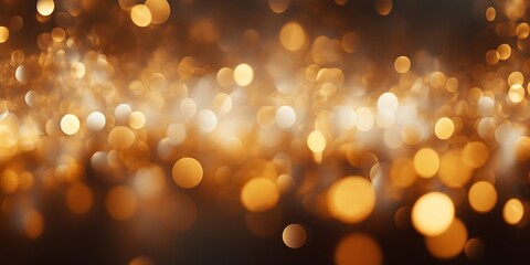 Gold light bokeh for holiday lights background or Christmas background : Generative AI - obrazy, fototapety, plakaty