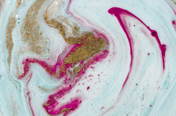 ROSE OCEAN. Pastel trendy colors. Ancient oriental drawing technique. Style incorporates the swirls of marble or the ripples of agate. ART and GOLD.