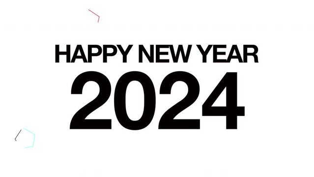 2024 Happy New year text effect Cinematic Title Trailer animation. 2024 animation Isolated on white background. Happy New Year 2024 Celebration.3D