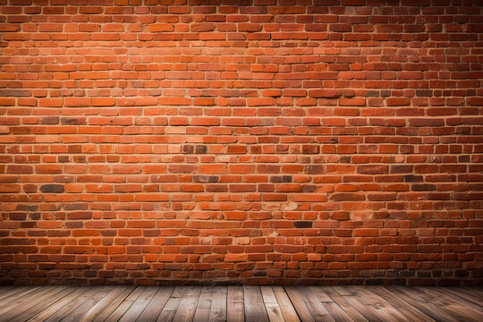 Red brick wall. Texture of old dark brown and the red brick wall panoramic backgorund. wide panorama of masonry. Ai Generative