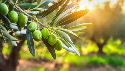olive fruit tree garden branch close up sunlight background mediterranean olive trees growing