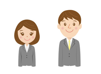 スーツを着た就活生、新入社員、サラリーマン、男女、新卒