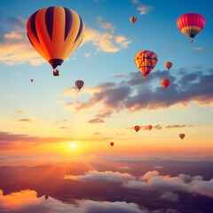 Obraz premium hot air balloon at sunset