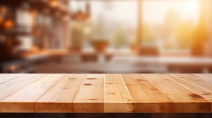 Foto op Plexiglas Wooden table on blurred kitchen bench background © Ghazanfar