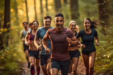 Group of people doing trail run