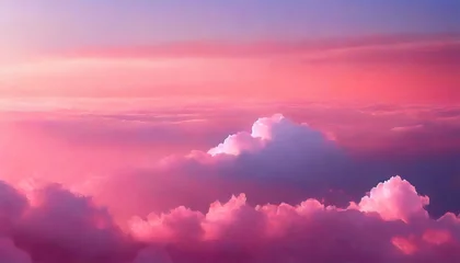 Fototapeten pink pastel colour sunset over the clouds ai generated art © Bryson