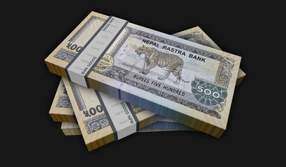 Naklejka premium Nepal rupee money banknotes pack 3d illustration