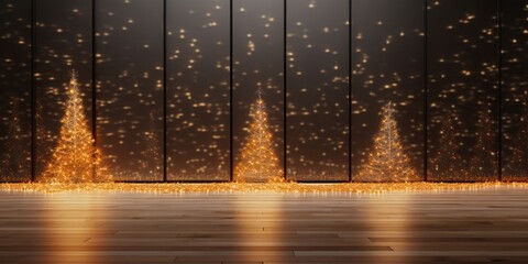 Fantasy Christmas Scene with Glowing Wall and Star Projections