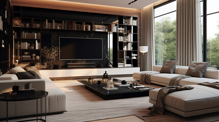 Living room with furniture and television
