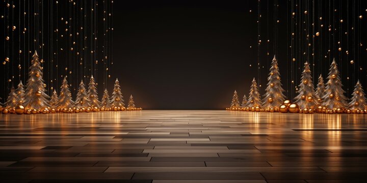 A Festive Scene with Christmas Lights and Trees