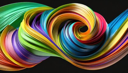 3d render abstract background spiral paint smear curly multicolored brushstroke artistic wallpaper folded ribbon