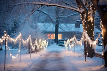 Fairy Tale Winter Night at a House