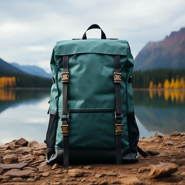 green backpack mockup template, generative ai