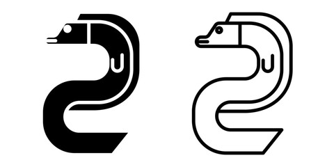 electric eel icon, sign, or symbol in glyph and line style isolated on transparent background. Vector illustration