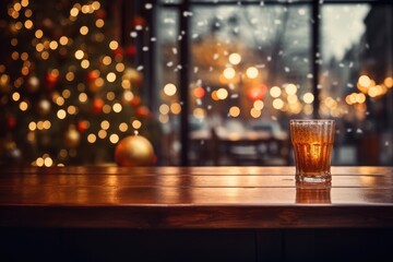 Snowy Night - Mug of Warm Drink on a Bar