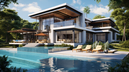Modern real estate large contemporary architect house