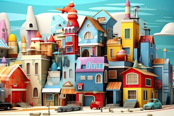 A whimsical and colorful town filled with character