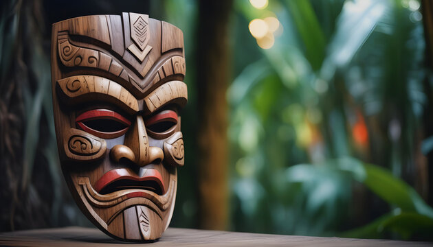 Tiki tribal wooden mask