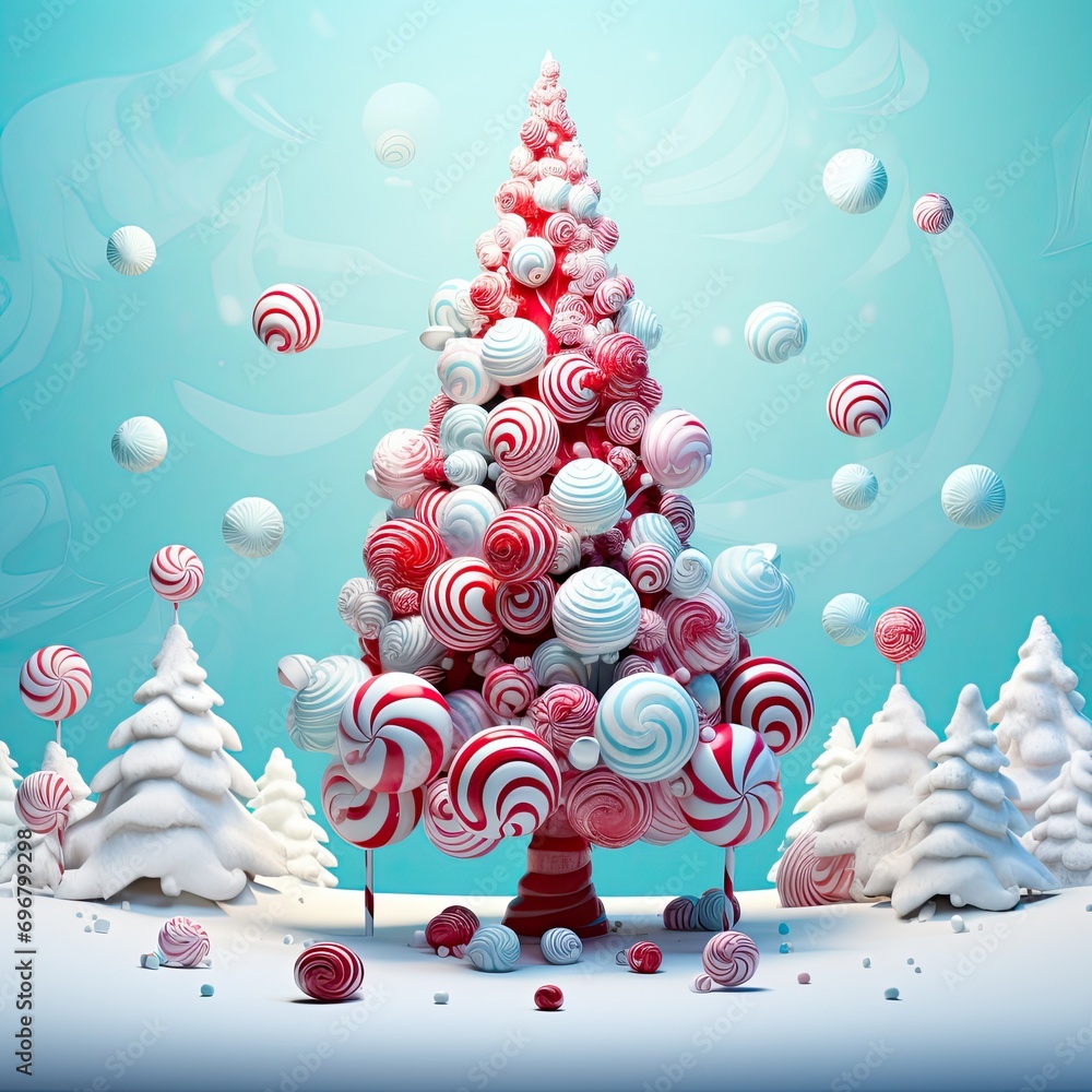 Wall mural fantasy christmas tree - candy land