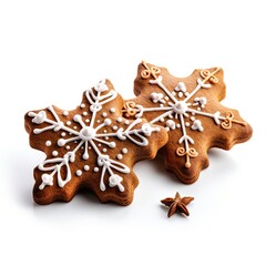 Fototapeta na wymiar Snowflake-covered sugar cookies on a white background