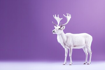 Pure and majestic white elk against a bright purple background