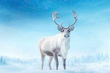 Naklejka na ściany i meble Striking Deer in a Snowy Field