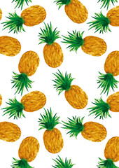 Watercolor pineapples background