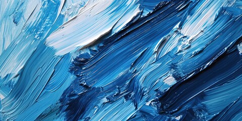 Blue strokes painted with a brush, thickly applied acrylic paint, background