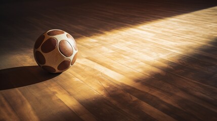 Soccer Ball on Wooden Floor in Sunlight