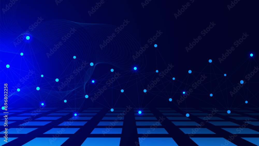 Poster abstract perspective rectangle with connecting dots and lines. network connection and global communi