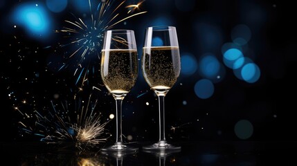 Celebratory Champagne Glasses Bursting with Joy