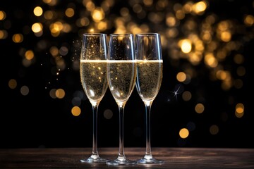 Three Sparkling Champagne Flutes