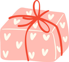 Cute love present box Valentine illustration