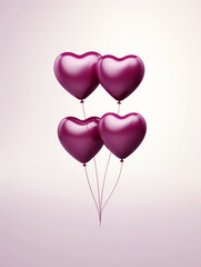 Valentine's day hearts are flying love shape balloons background