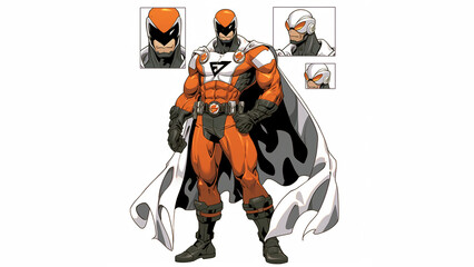 Super villain reference sheet, full body, whole picture, updated Mercenary vigilante suit