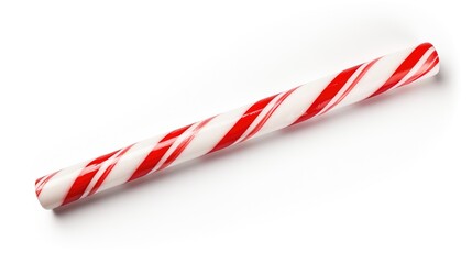 A Classic Candy Cane With Vibrant Red And White Stripes