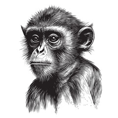 Cute monkey hand drawn sketch Wild animals illustration
