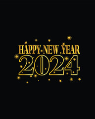 Luxury and elegant happy new year 2024 with luxurious and shiny gold numbers