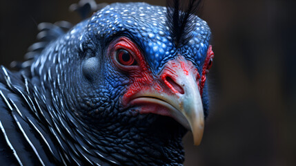 close up head of Helmeted guineafowl