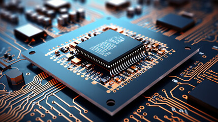 Processor on a circuit board - obrazy, fototapety, plakaty