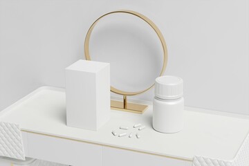 Blank Supplement Pills Bottle Packaging Mockup Set