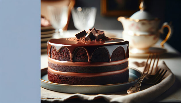 Macro Photography of Luxurious Vegan Chocolate Cake