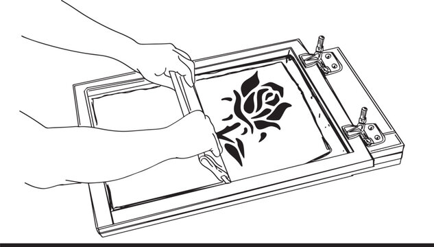 recommend clip art: Silk screen printing process cartoon illustration "Ink printing clip art and symbol sketch drawing"
                    "Screen printing service vector and illustration"