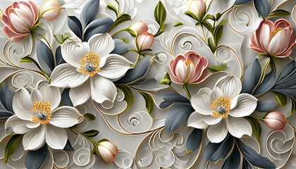 3d floral pattern wallpaper design