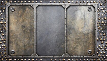 grunge metal frame with rivets background 3d illustration