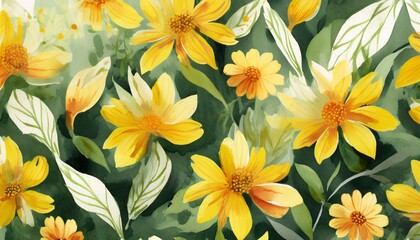 Fototapeta na wymiar yellow flower pattern seamless