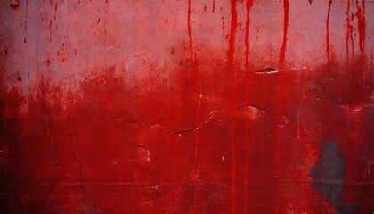 red wall scratches which can be used as a horror background old shabby blood paint and plaster cracks - obrazy, fototapety, plakaty