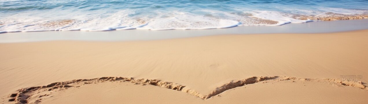A Valentine's card with a photograph of a sandy beach, where "I Love You" is written in the sand, surrounded by a wide space for writing.