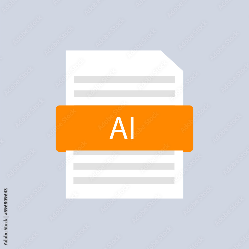 Poster ai file icon. flat, orange, document ai file, ai file icon. vector icon
